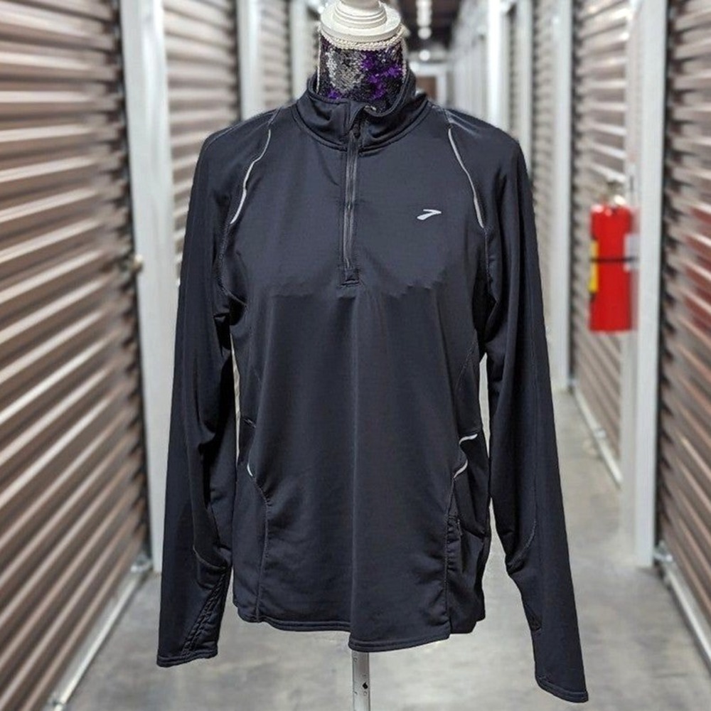 Athleisure Brooks Gorpcore Medium Gray Performance 1/4 Zip Up Pullover Jacket